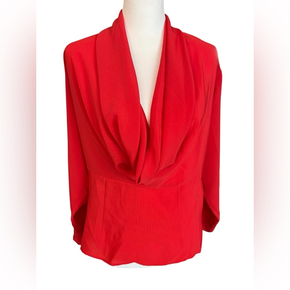Vintage Victoria’s Secret Gold Label Cowl Neck Drape Red Blouse Top Size Small